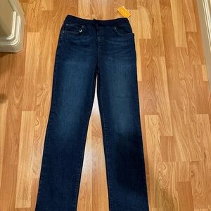 Boys Pull on Dark Blue Jeans